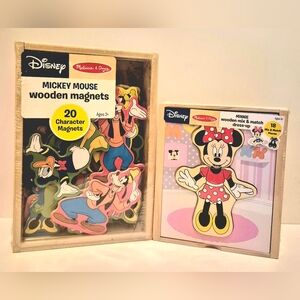 Melissa & Doug Disney Bundle - 20 Wooden Magnets & Wooden Mix & Match Dress - Up